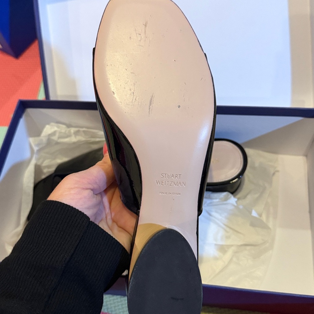 Stuart Weitzman Glossy Black Mules - Picture 2 of 3
